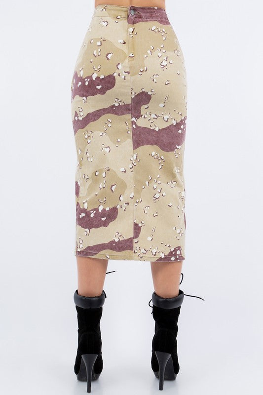 Combat Cargo Pencil Skirt in Desert Camo