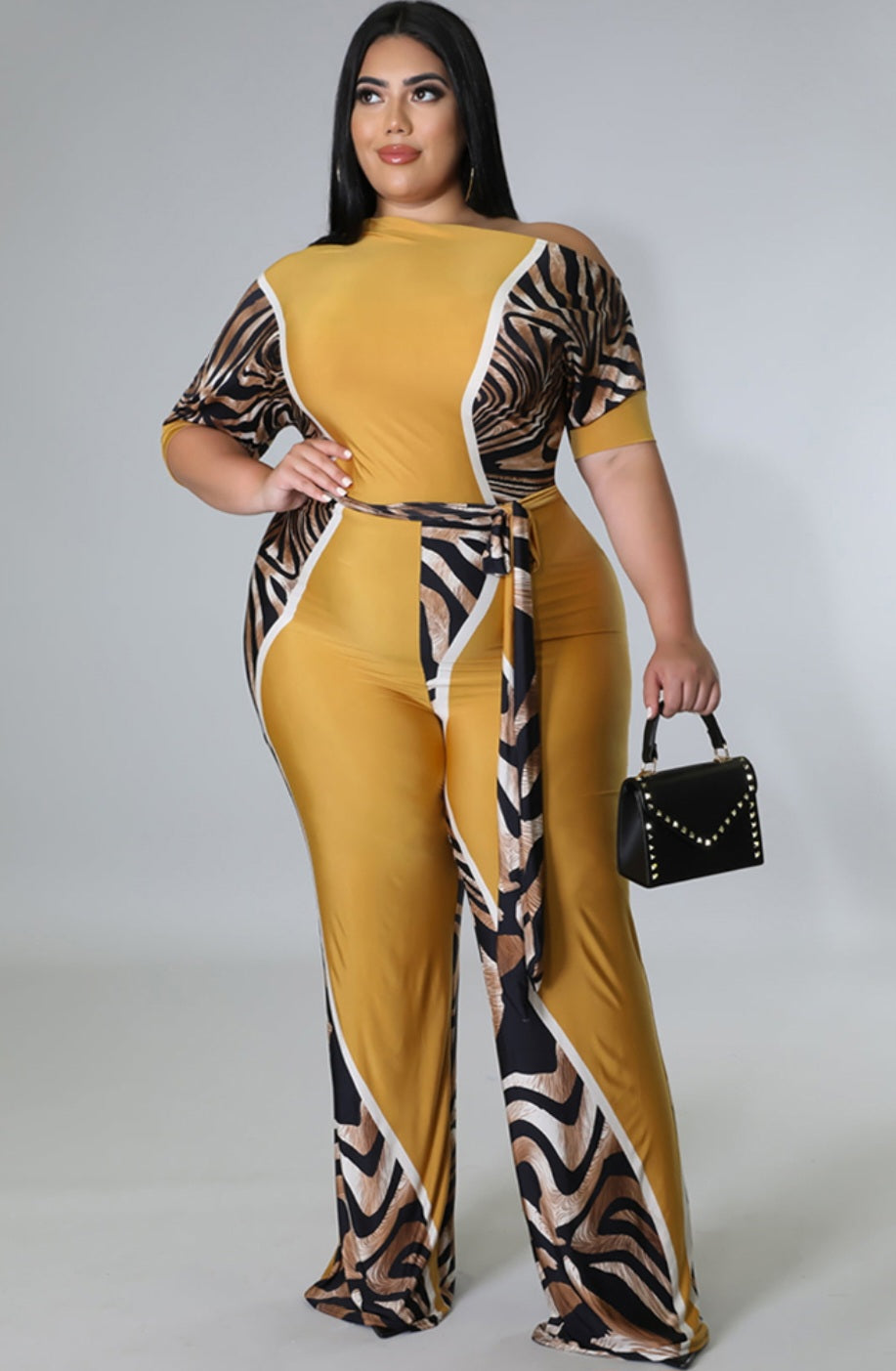 Plus Size  Wide Leg Jumpsuit with Belt